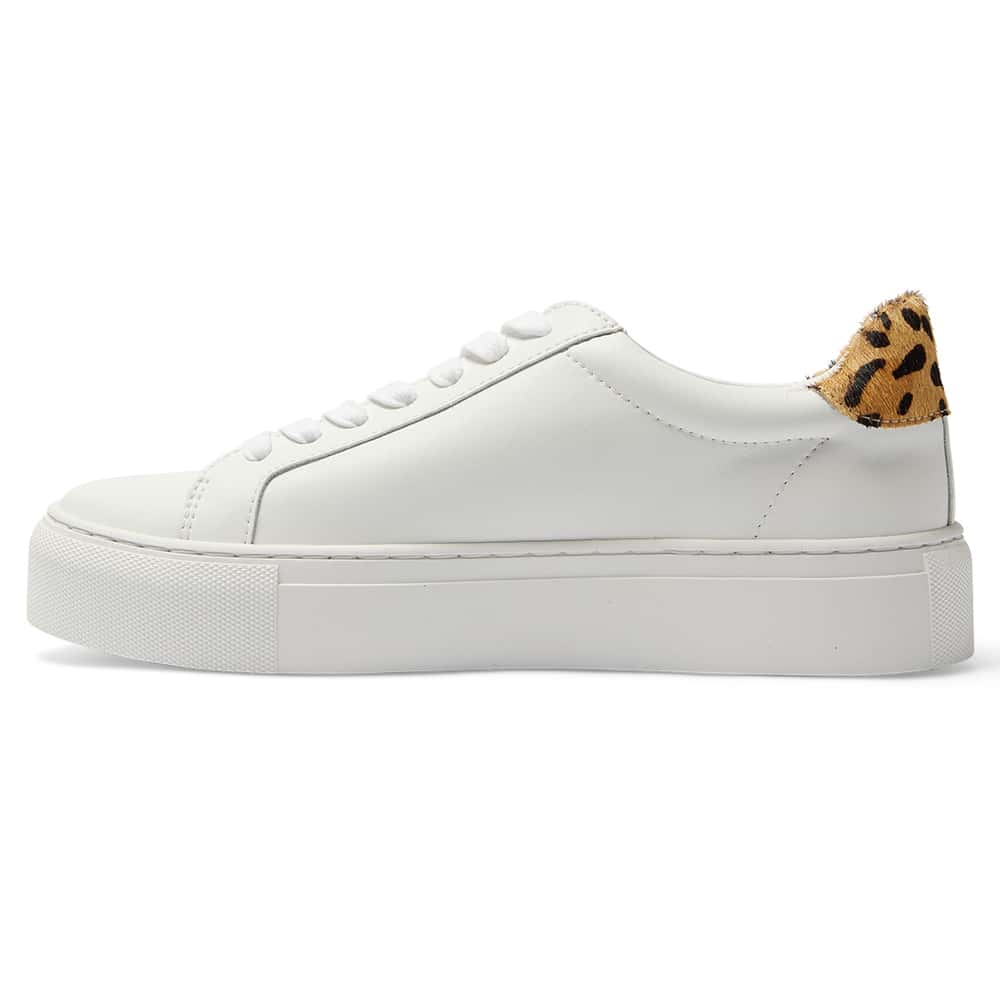 Trio Sneaker in White And Animal Print Leather