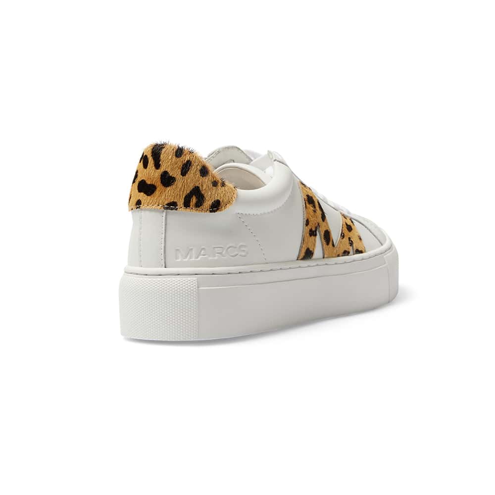 Trio Sneaker in White And Animal Print Leather