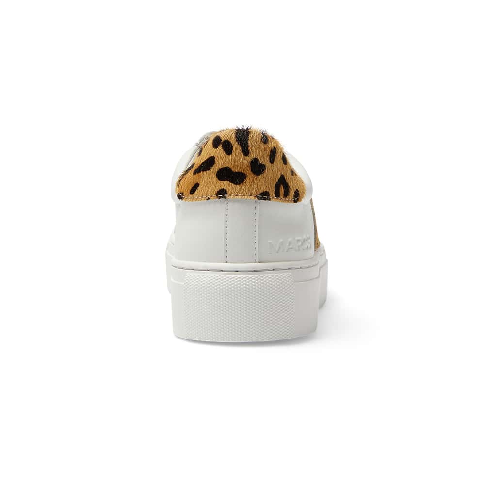 Trio Sneaker in White And Animal Print Leather