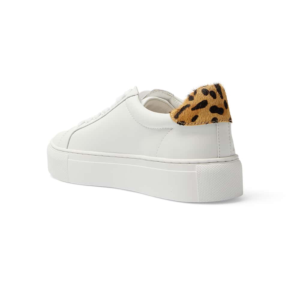 Trio Sneaker in White And Animal Print Leather
