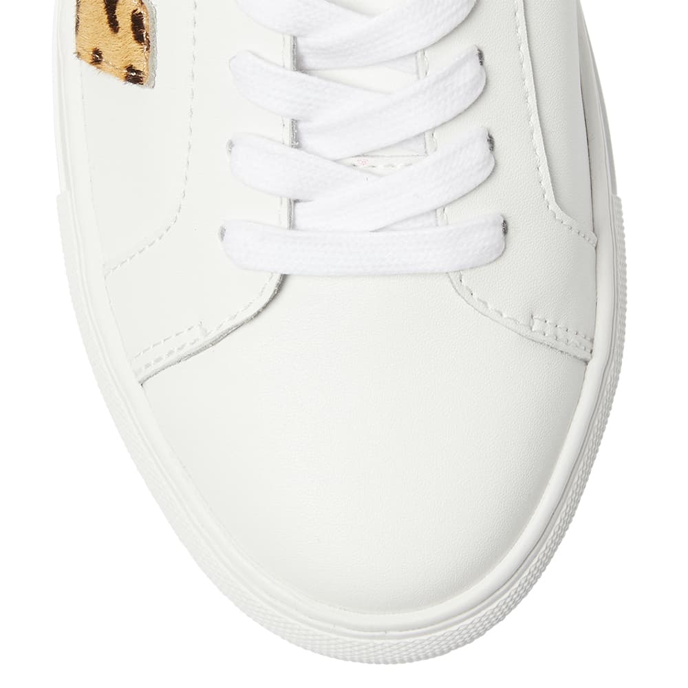 Trio Sneaker in White And Animal Print Leather