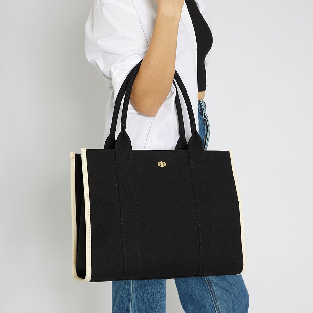 Tyra Tote in Black Canvas