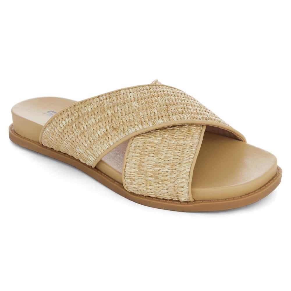 Dayna Slide in Tan Raffia