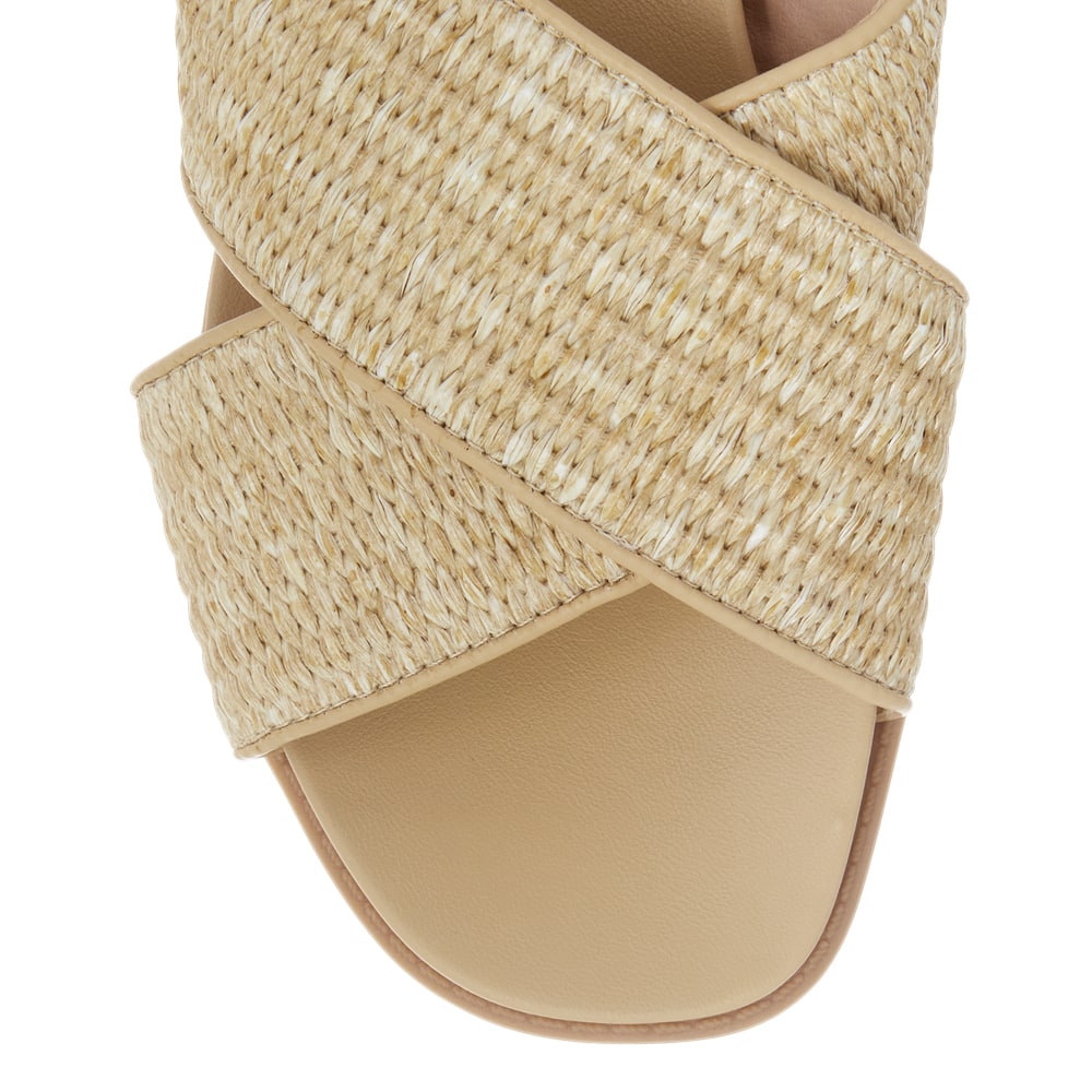 Dayna Slide in Tan Raffia
