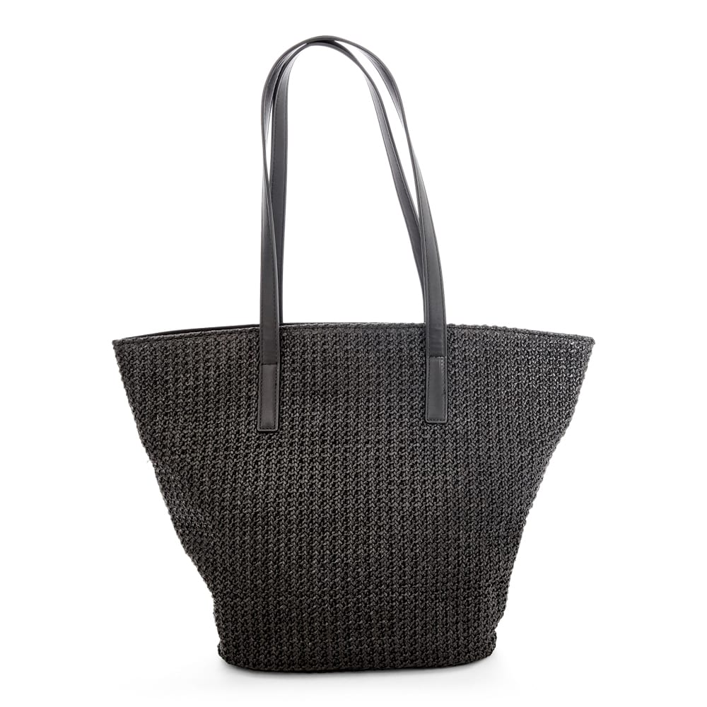 Glow Tote in Black/raffia