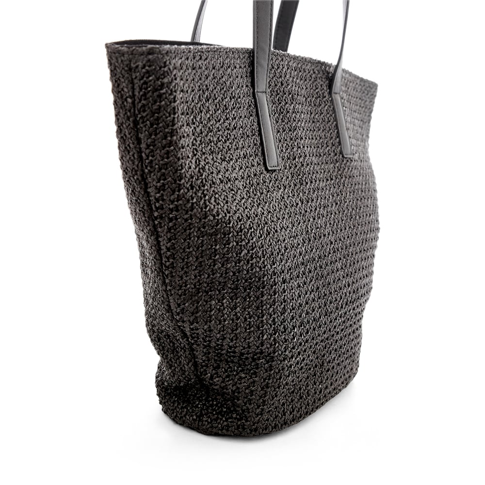 Glow Tote in Black/raffia