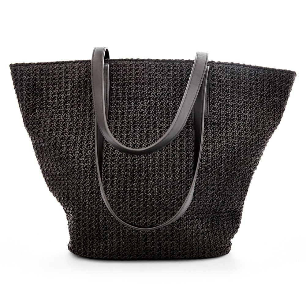 Glow Tote in Black/raffia