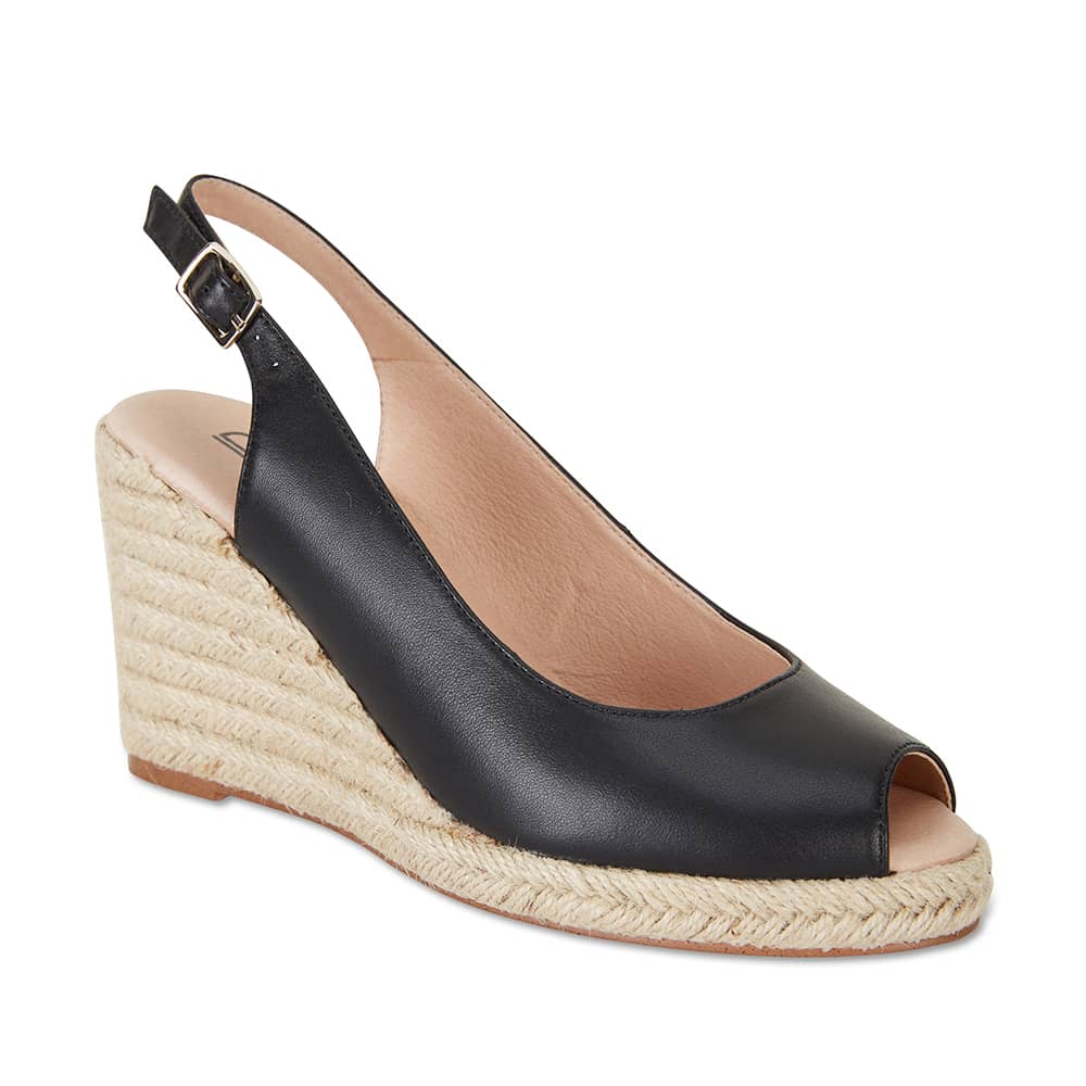 Dakota Espadrille in Black Leather | Jane Debster | Shoe HQ