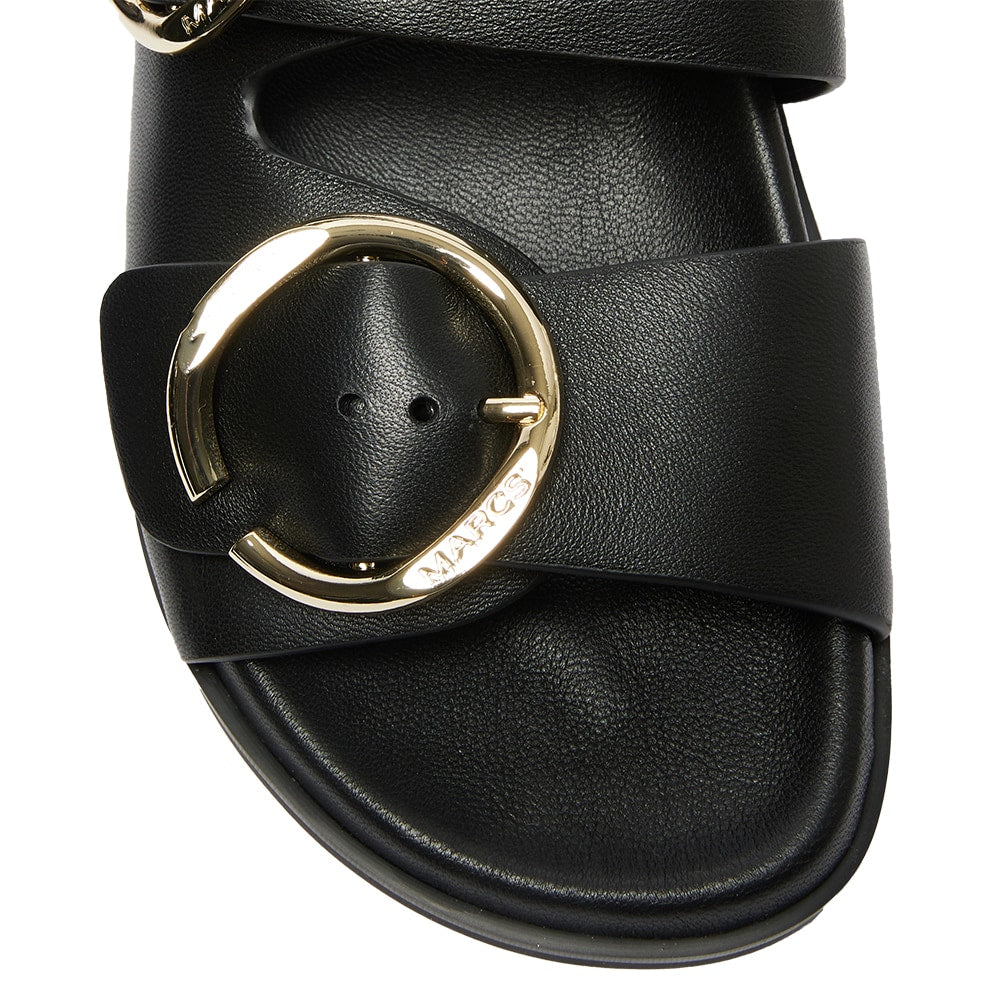 Tone Slide in Black Leather
