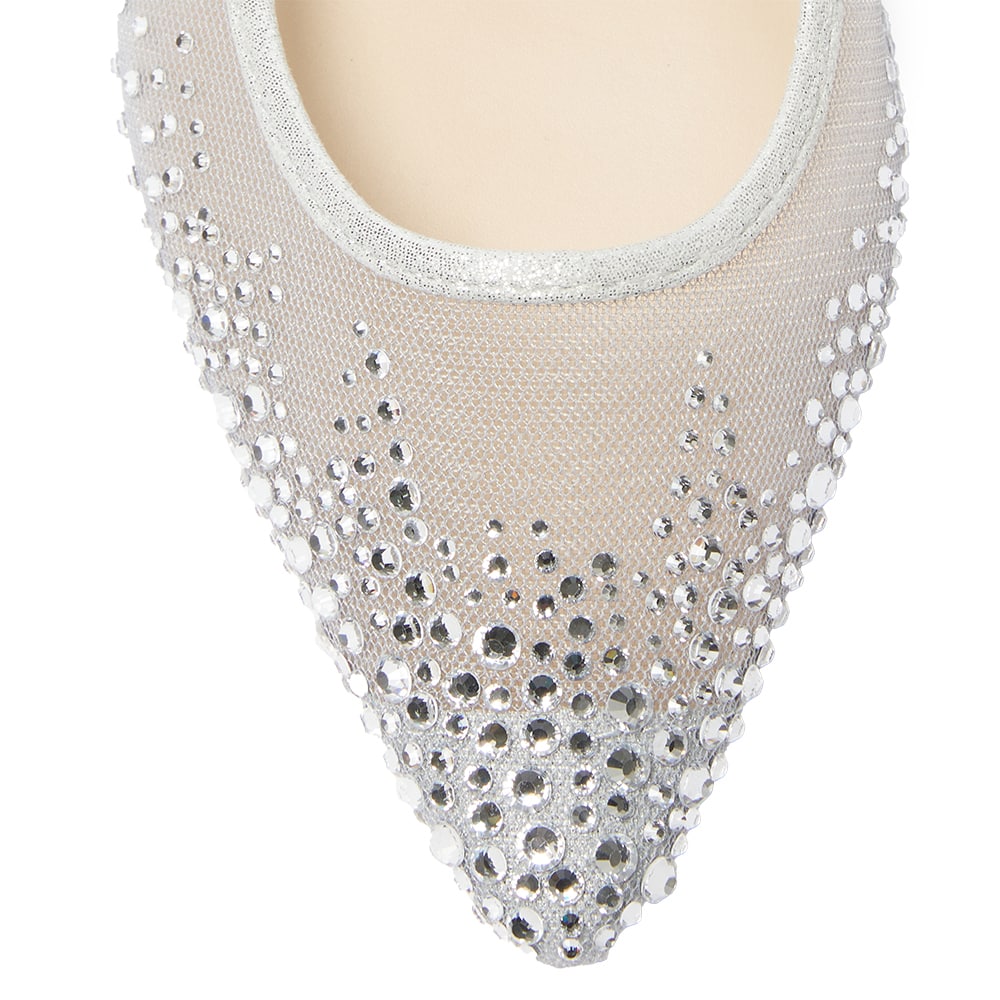 Wendi Flat in True Silver Mesh