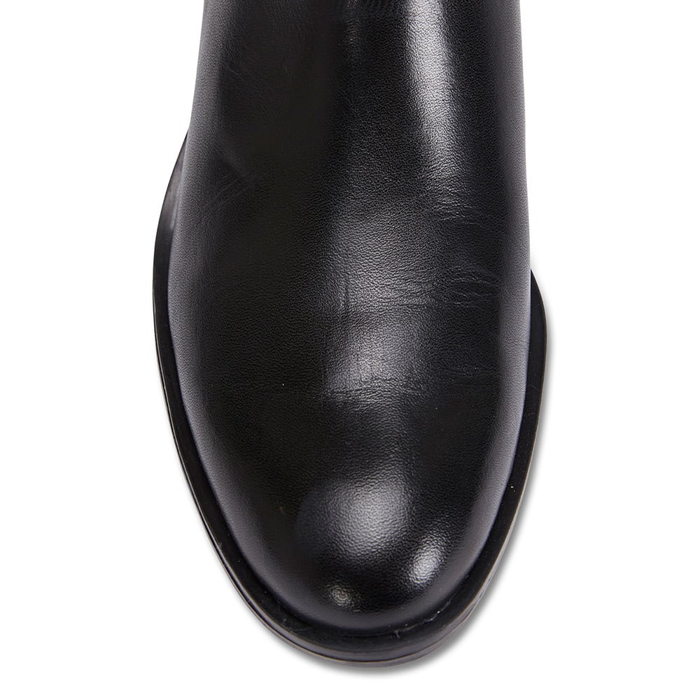 Jersey Boot in Black Leather