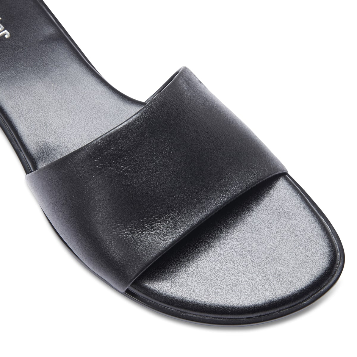 Saga Slide in Black Leather