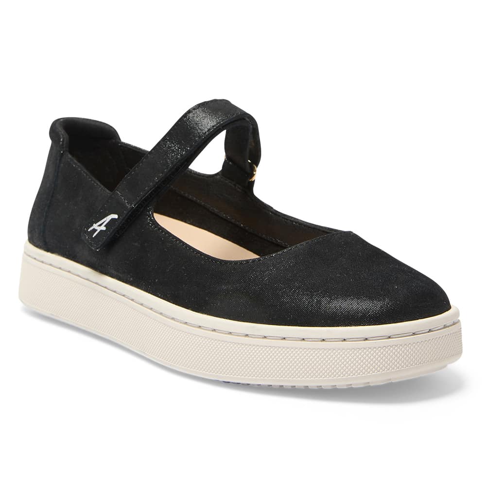 Albany Ballet Flat in Black Metallic Suede