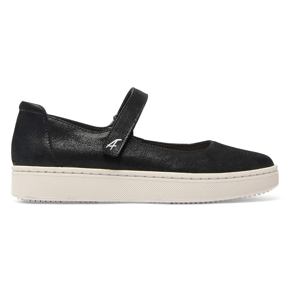 Albany Flat in Black Metallic Suede Suede