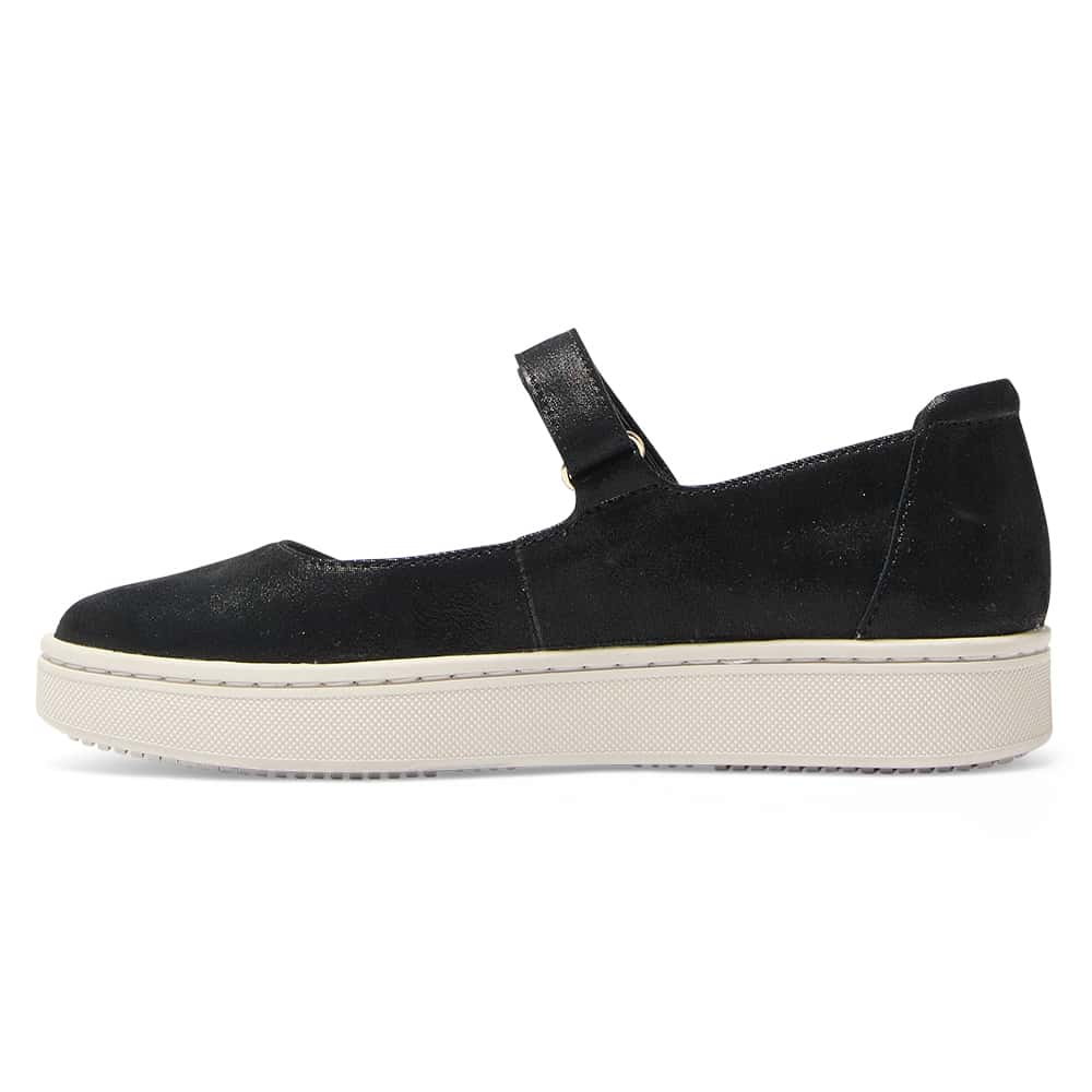 Albany Ballet Flat in Black Metallic Suede