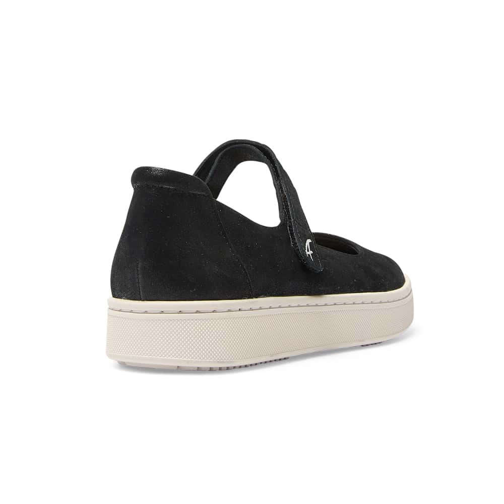 Albany Flat in Black Metallic Suede Suede