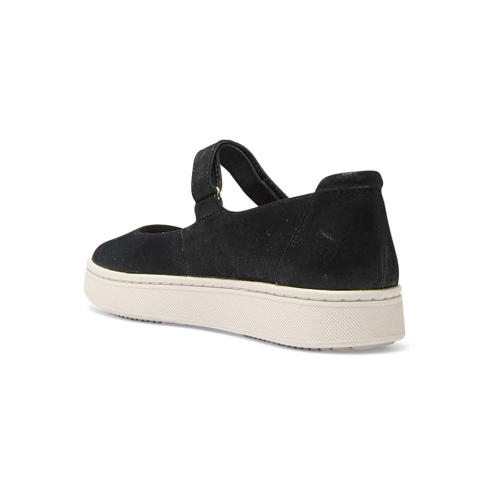 Albany Ballet Flat in Black Metallic Suede