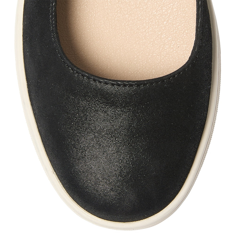 Albany Flat in Black Metallic Suede Suede