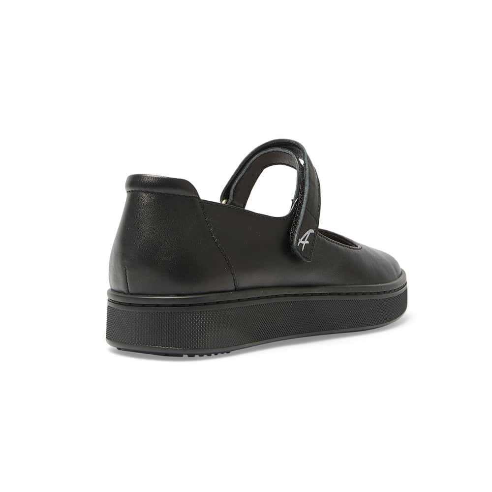 Albany Ballet Flat in Black On Black Leather