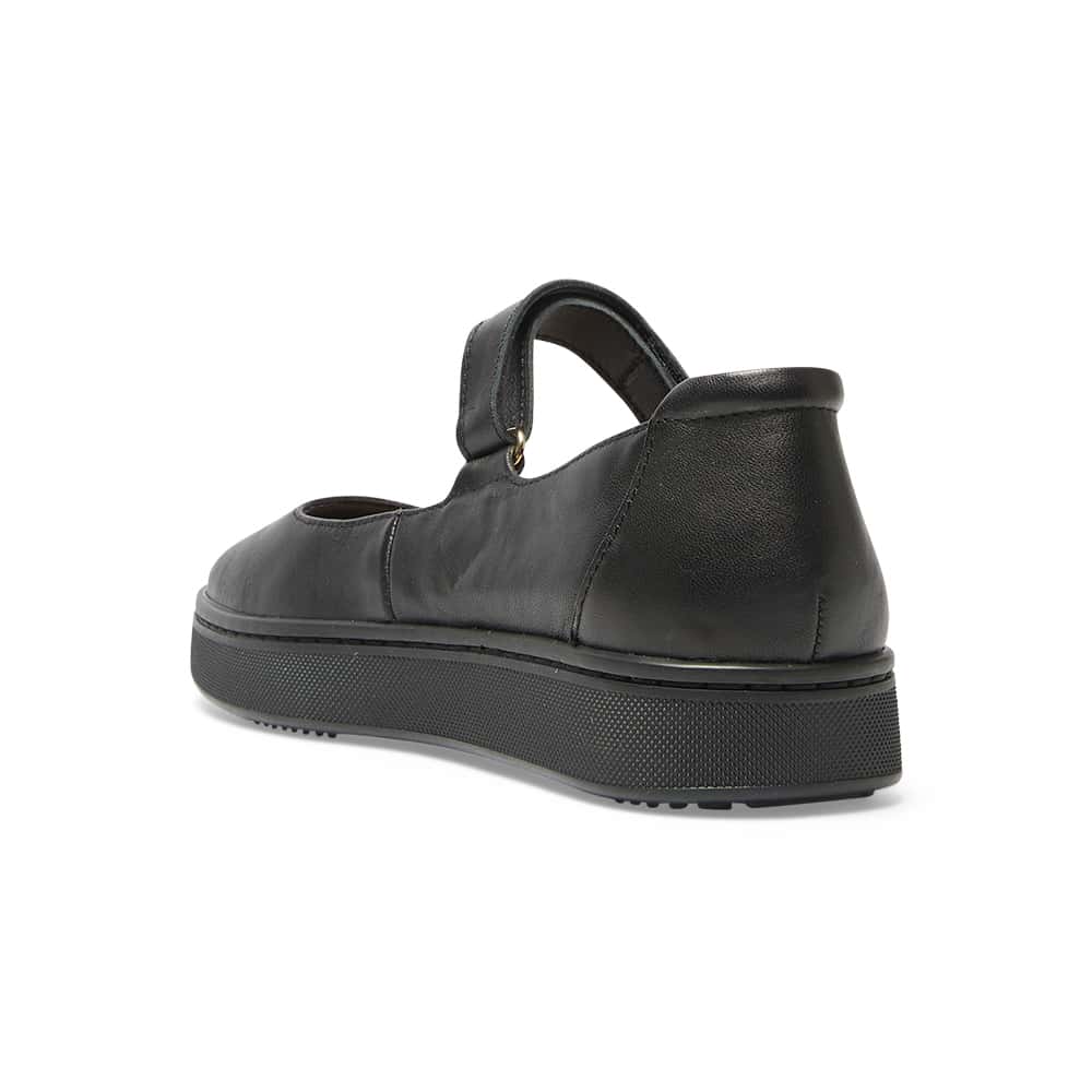 Albany Ballet Flat in Black On Black Leather
