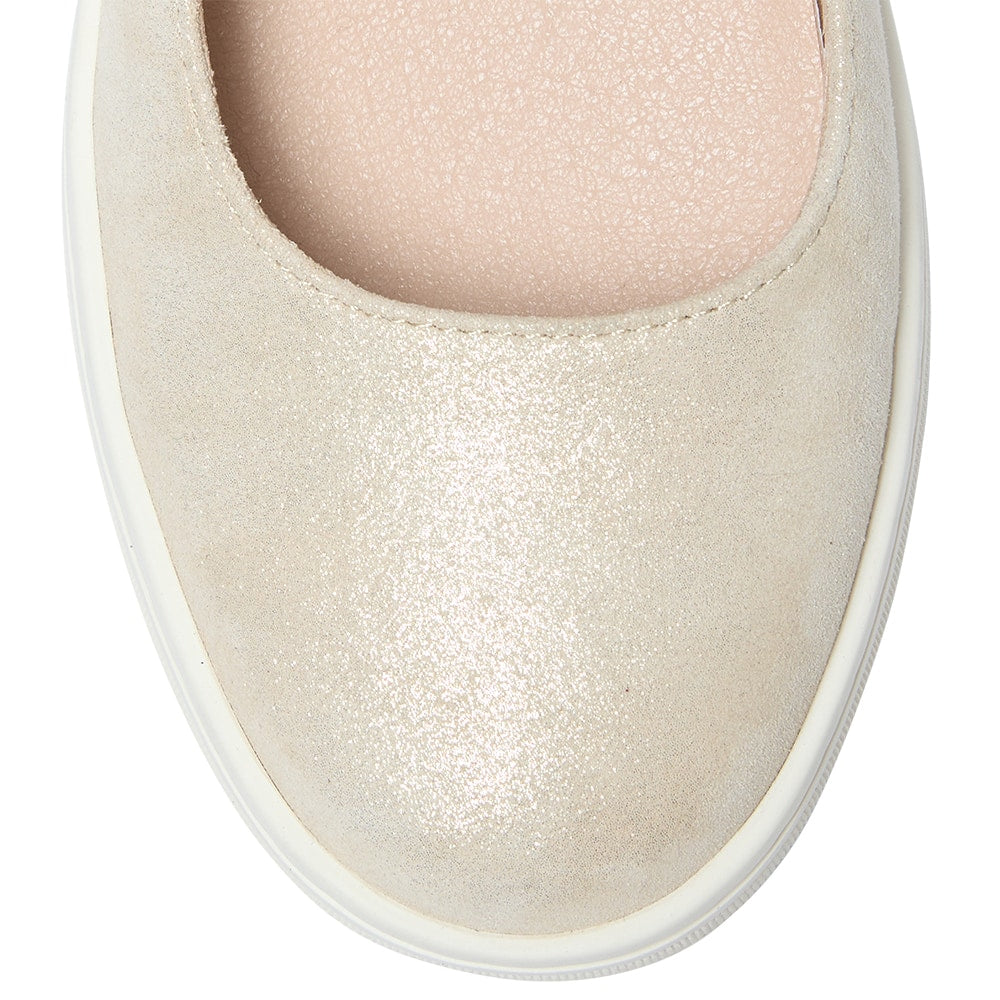 Albany Flat in Gold Metallic Suede Suede