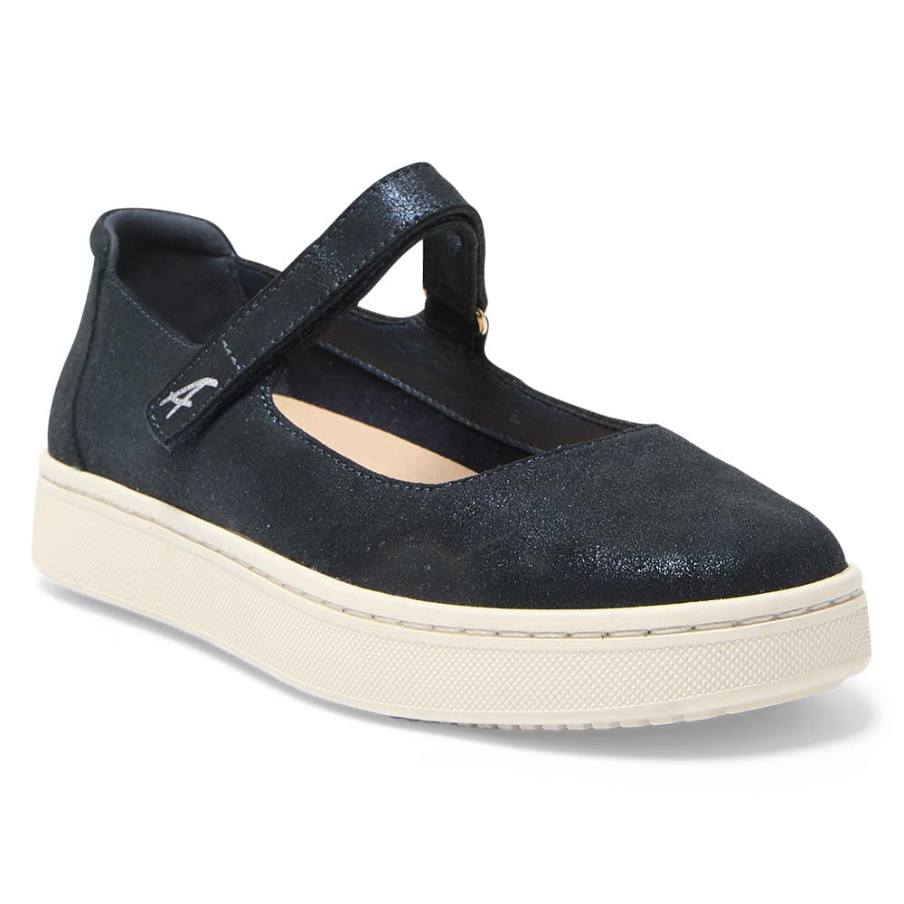 Albany Flat in Navy Metallic Suede Suede
