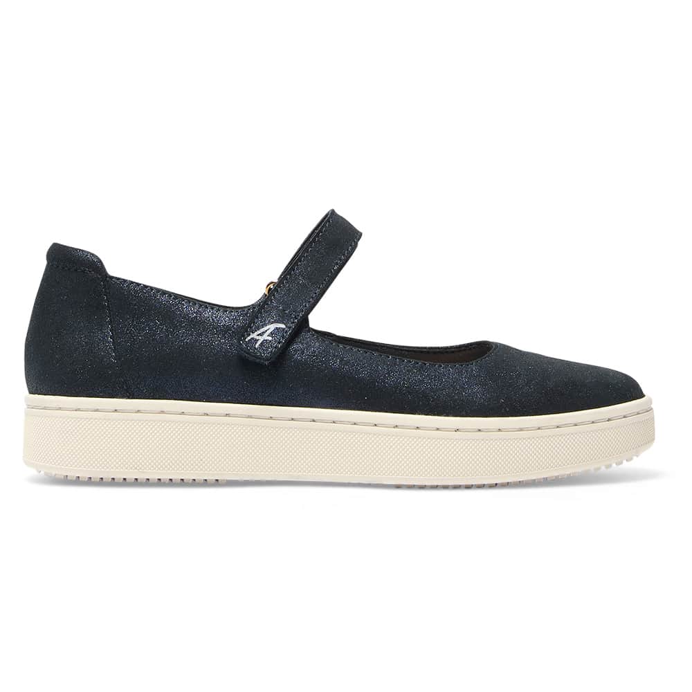 Albany Ballet Flat in Navy Metallic Suede Suede