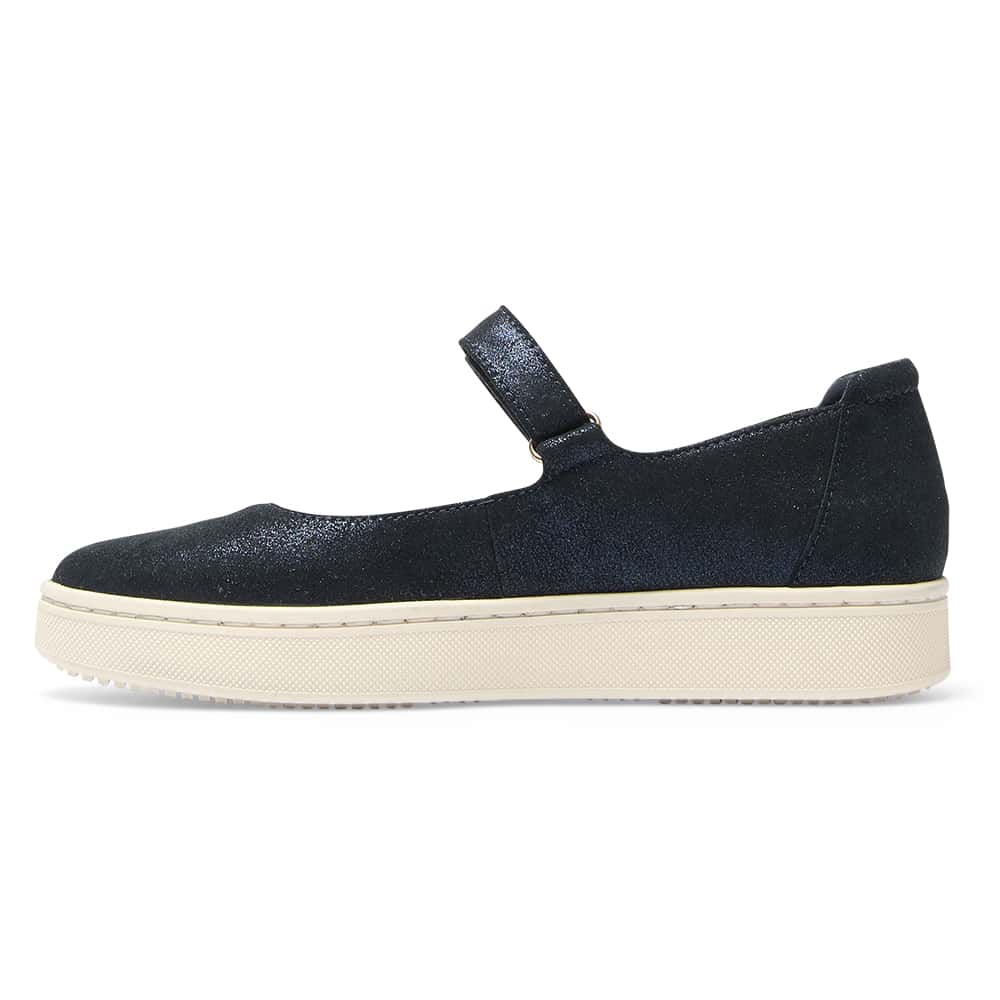 Albany Flat in Navy Metallic Suede Suede