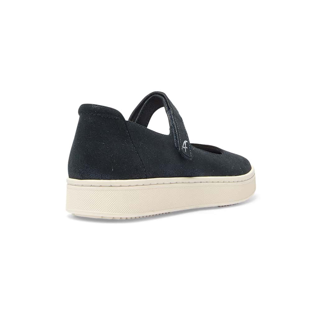 Albany Flat in Navy Metallic Suede Suede