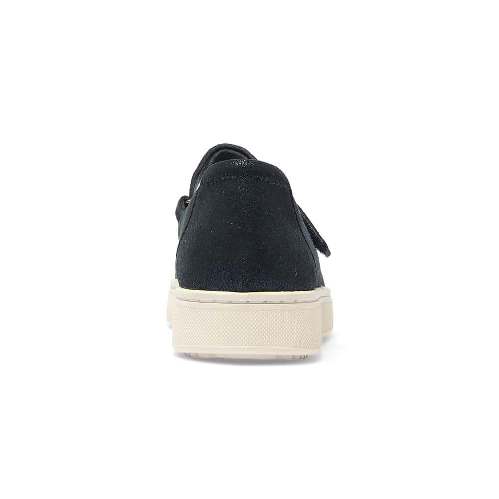 Albany Flat in Navy Metallic Suede Suede