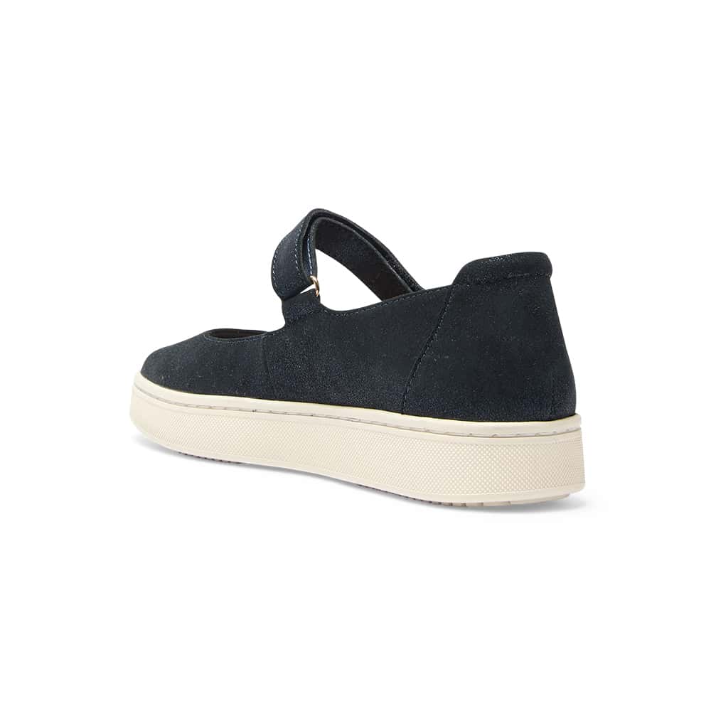 Albany Flat in Navy Metallic Suede Suede