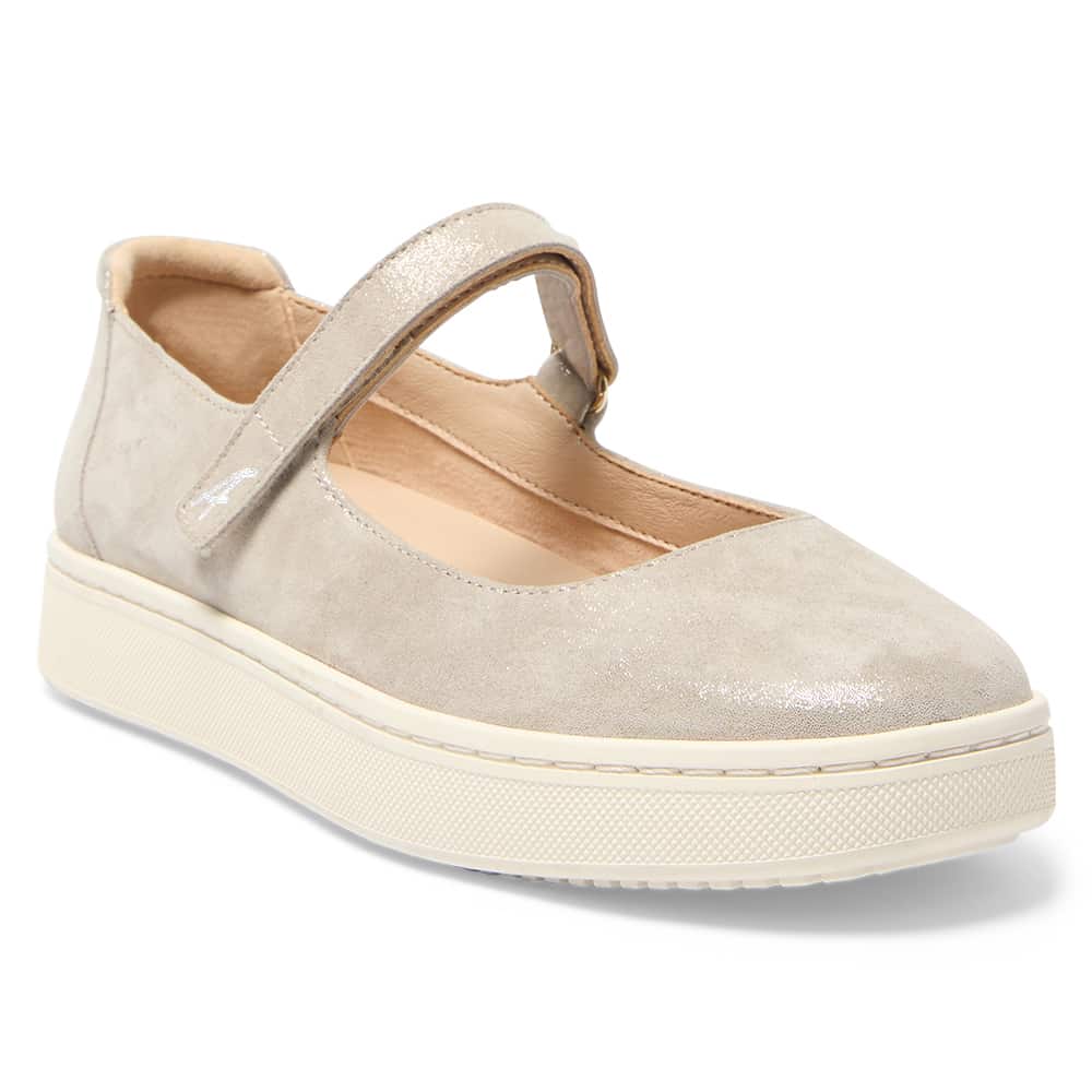 Albany Flat in Pewter Metallic Suede Suede