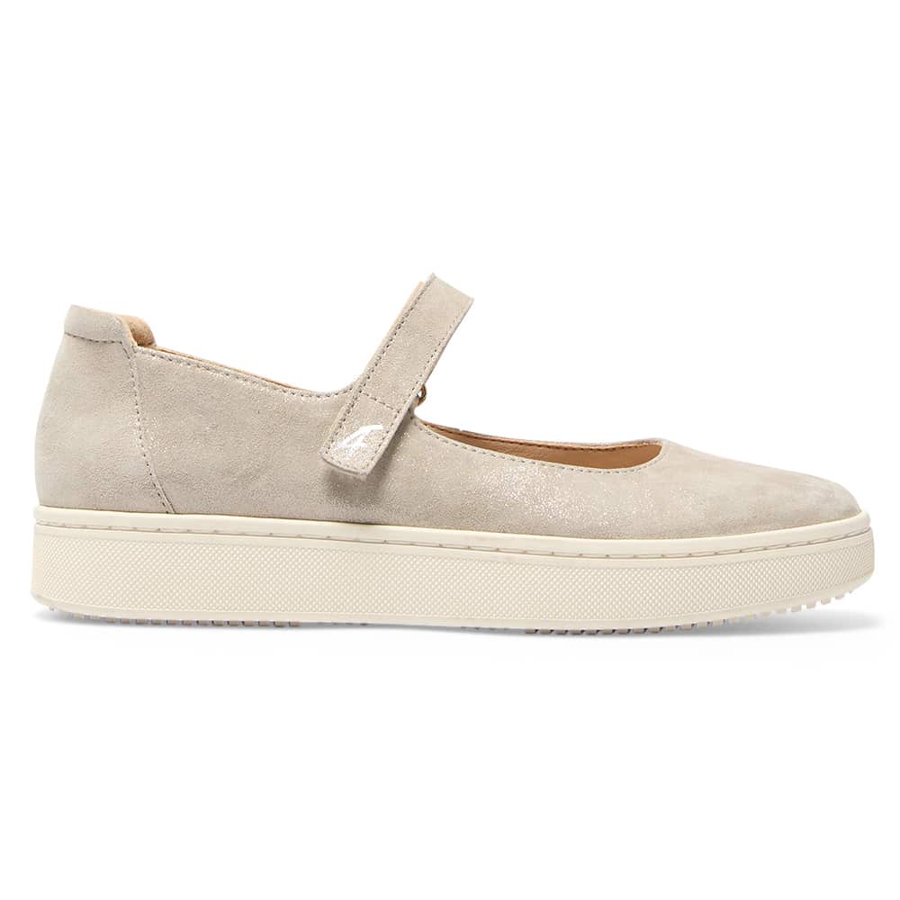 Albany Ballet Flat in Pewter Metallic Suede Suede