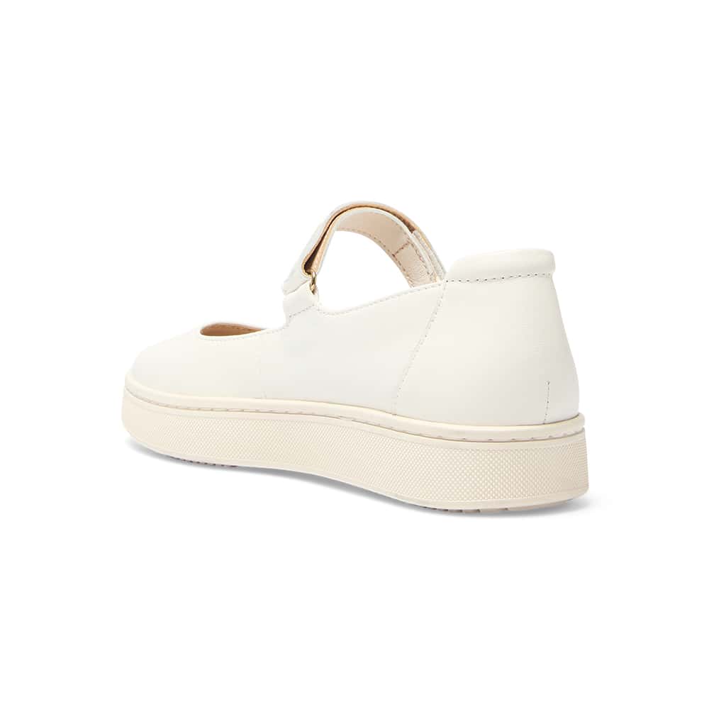 Albany Ballet Flat in White Leather