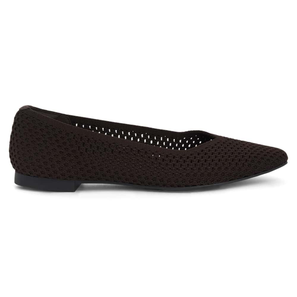 Jiffy Ballet Flat in Chocolate Knit Fabric