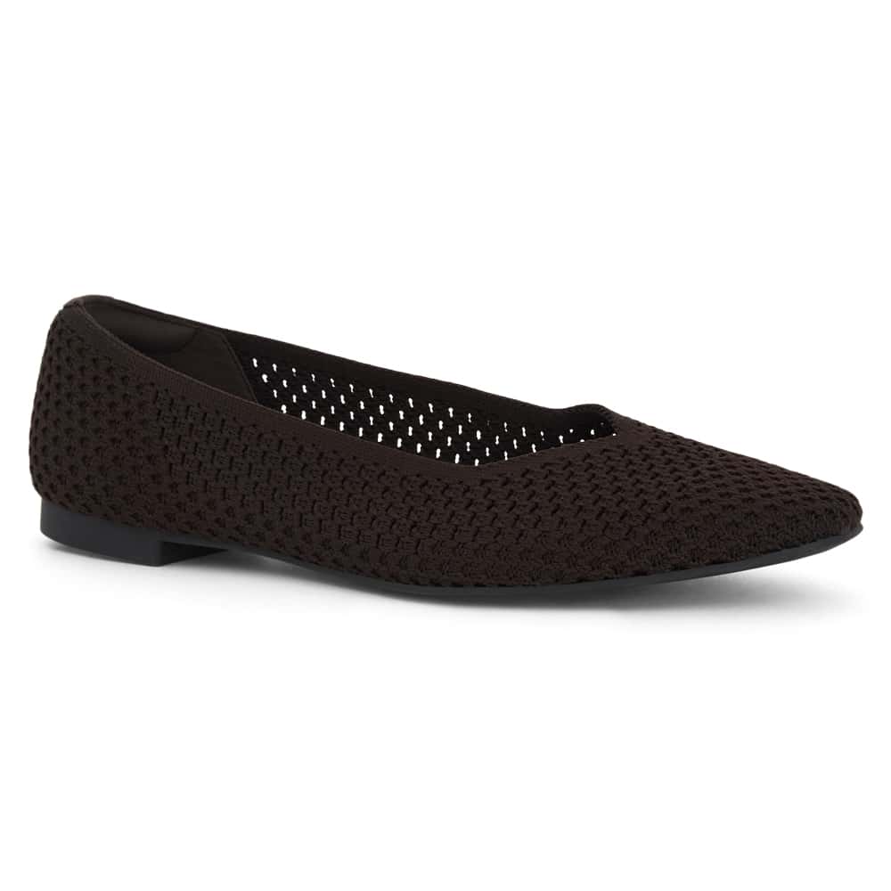 Jiffy Ballet Flat in Chocolate Knit Fabric