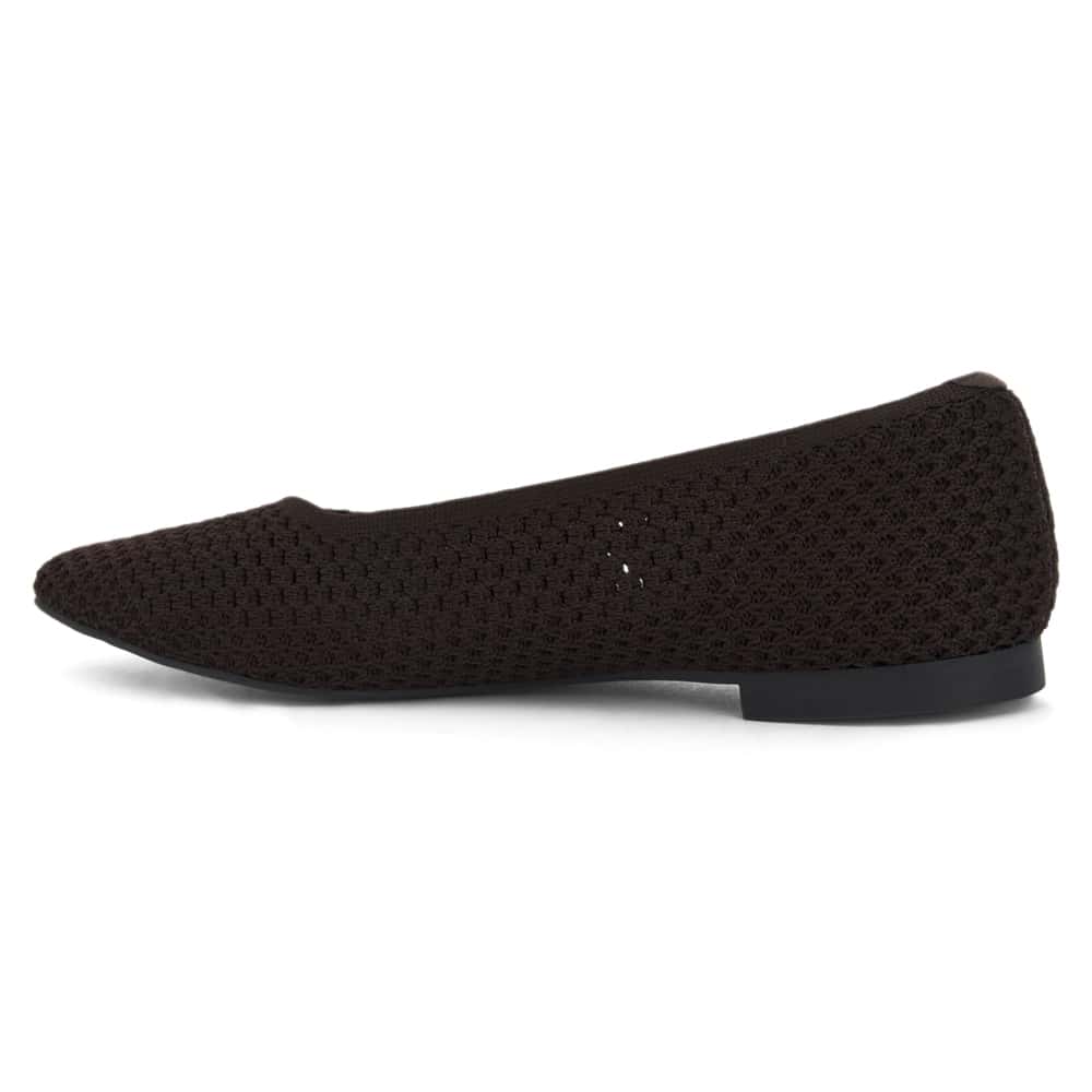 Jiffy Ballet Flat in Chocolate Knit Fabric