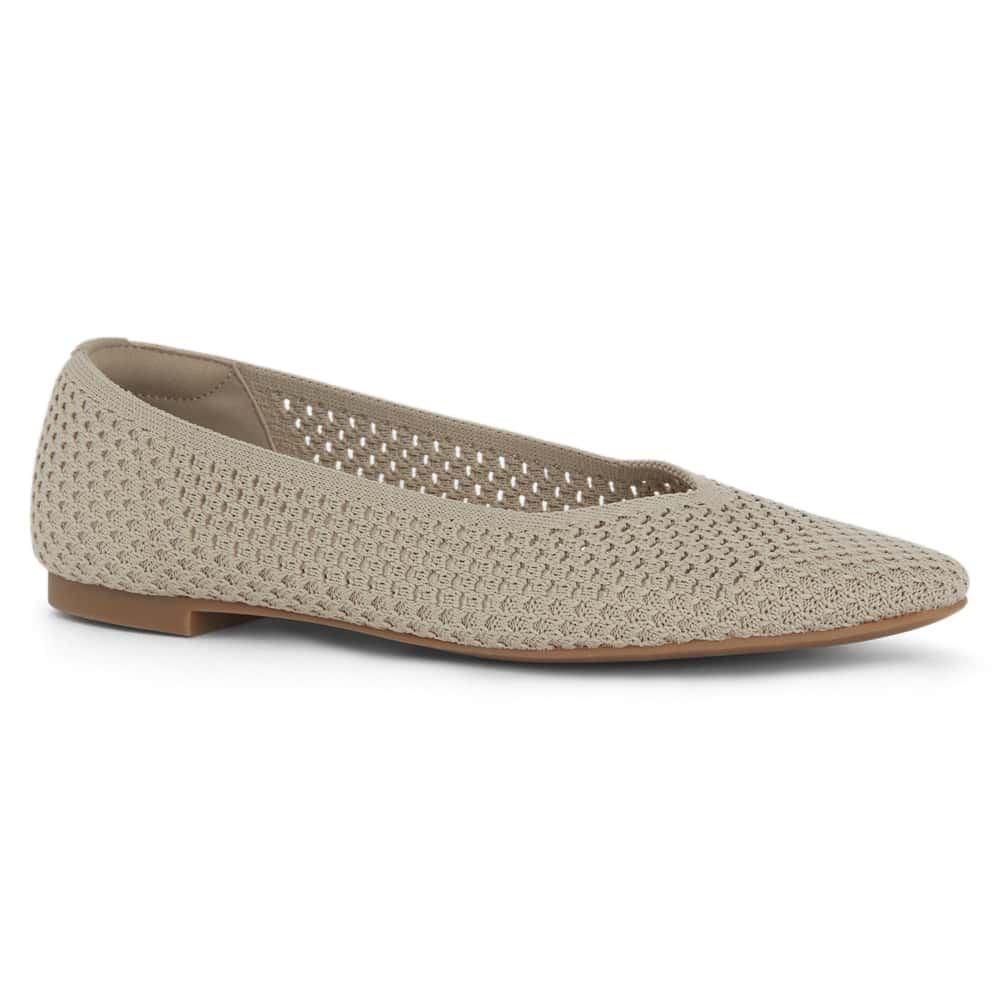 Jiffy Ballet Flat in Natural Knit Fabric