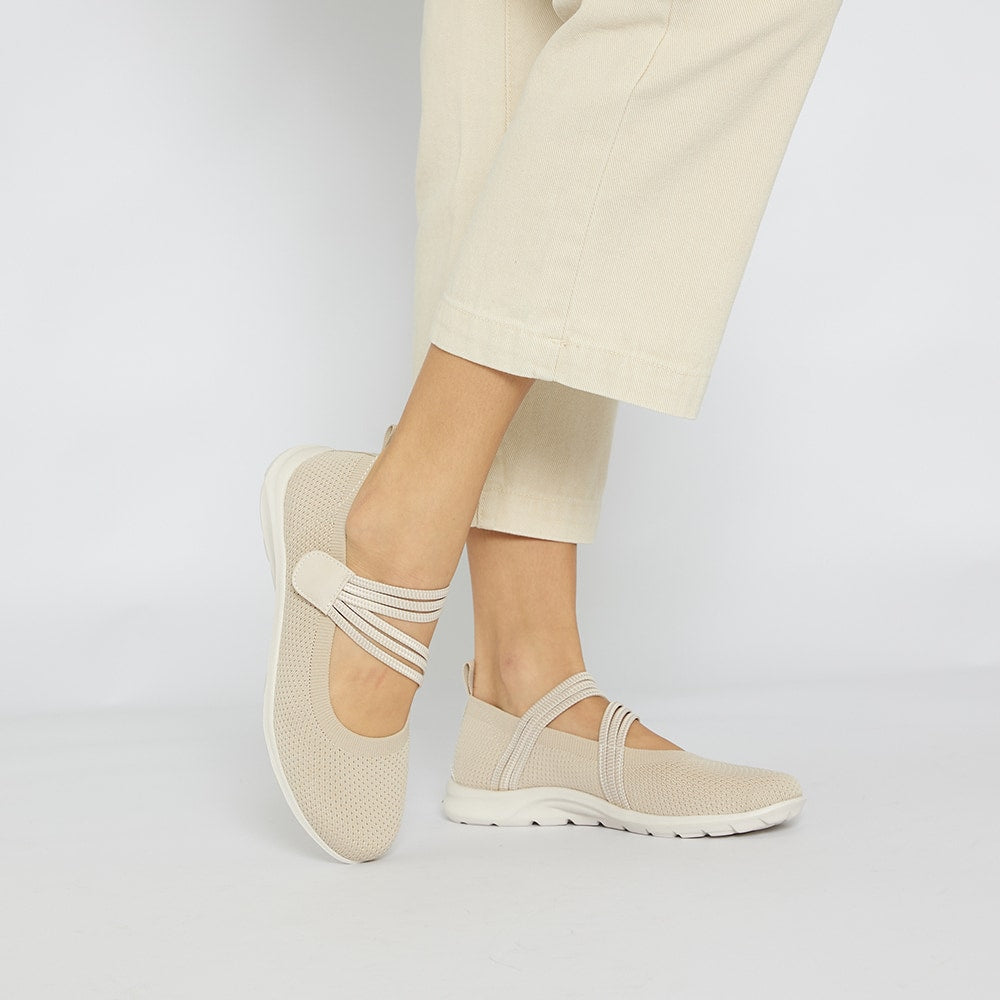 Patsy Ballet Flat in Beige Stretch