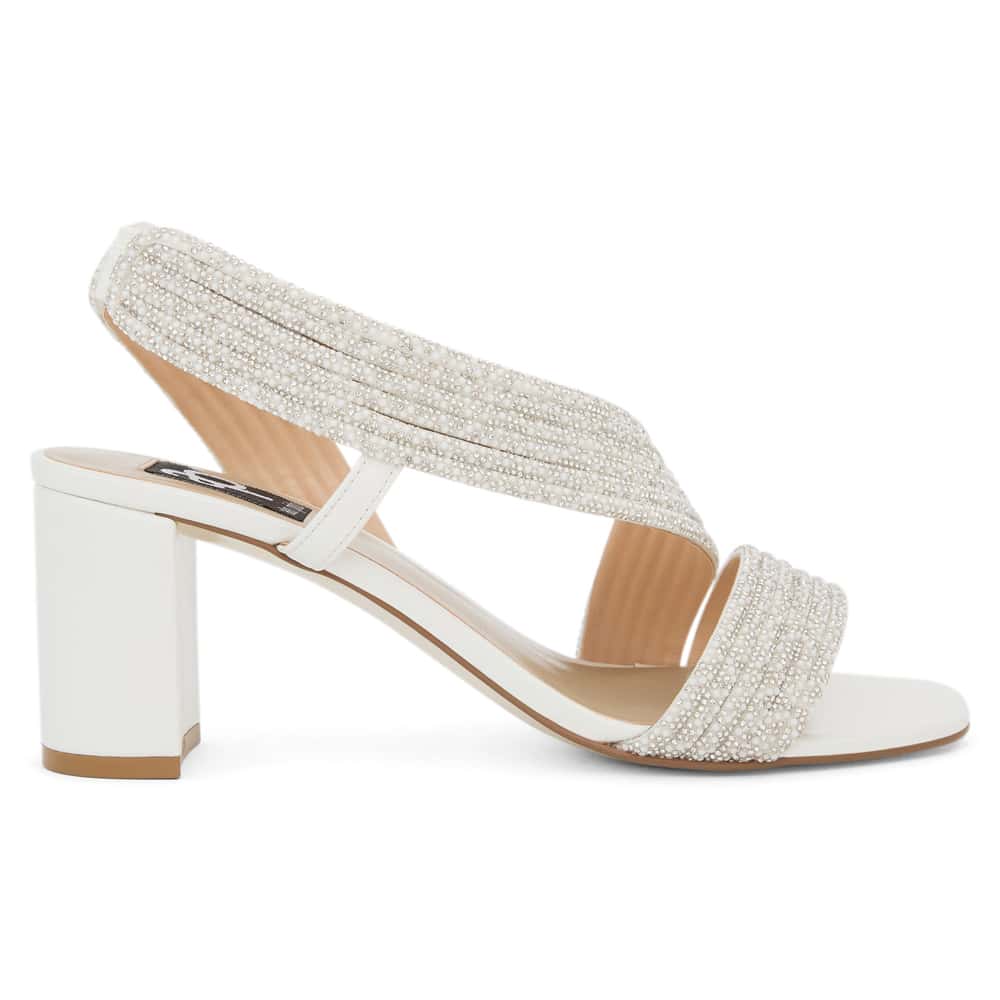 Aralyn Heel in White Pearl Leather