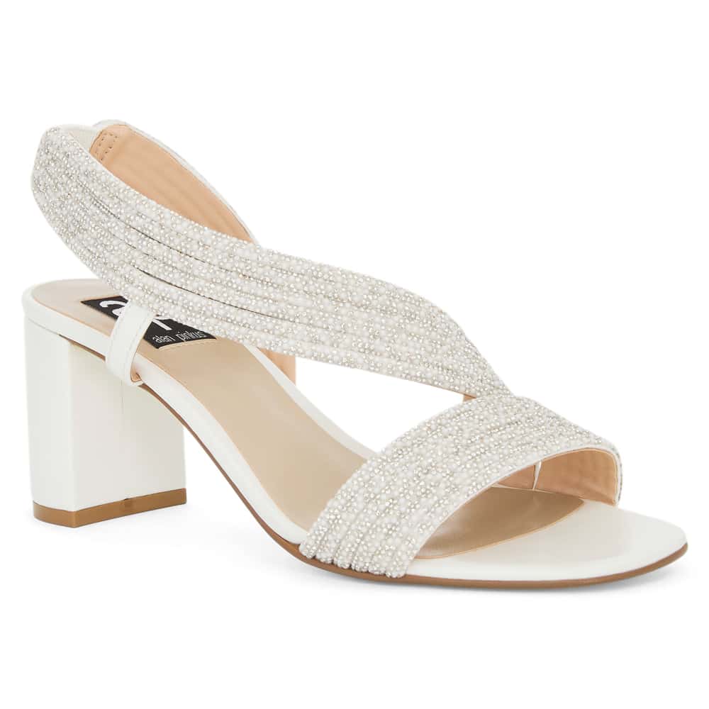 Aralyn Heel in White Pearl Leather