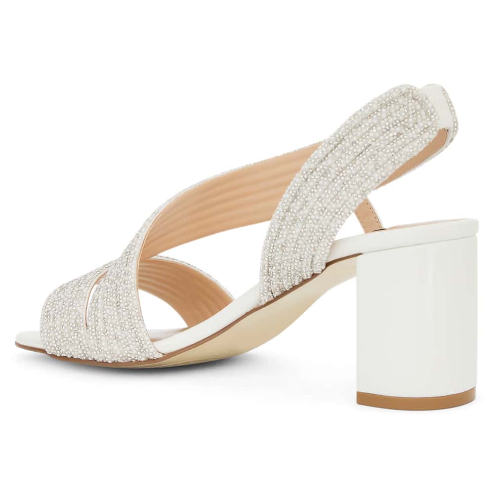 Aralyn Heel in White Pearl Leather