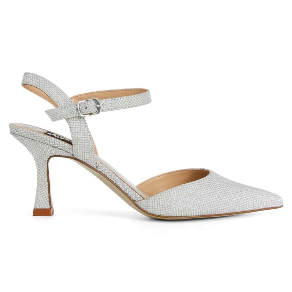 Genesis Heel in Silver Fabric