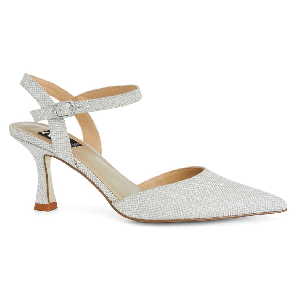 Genesis Heel in Silver Fabric