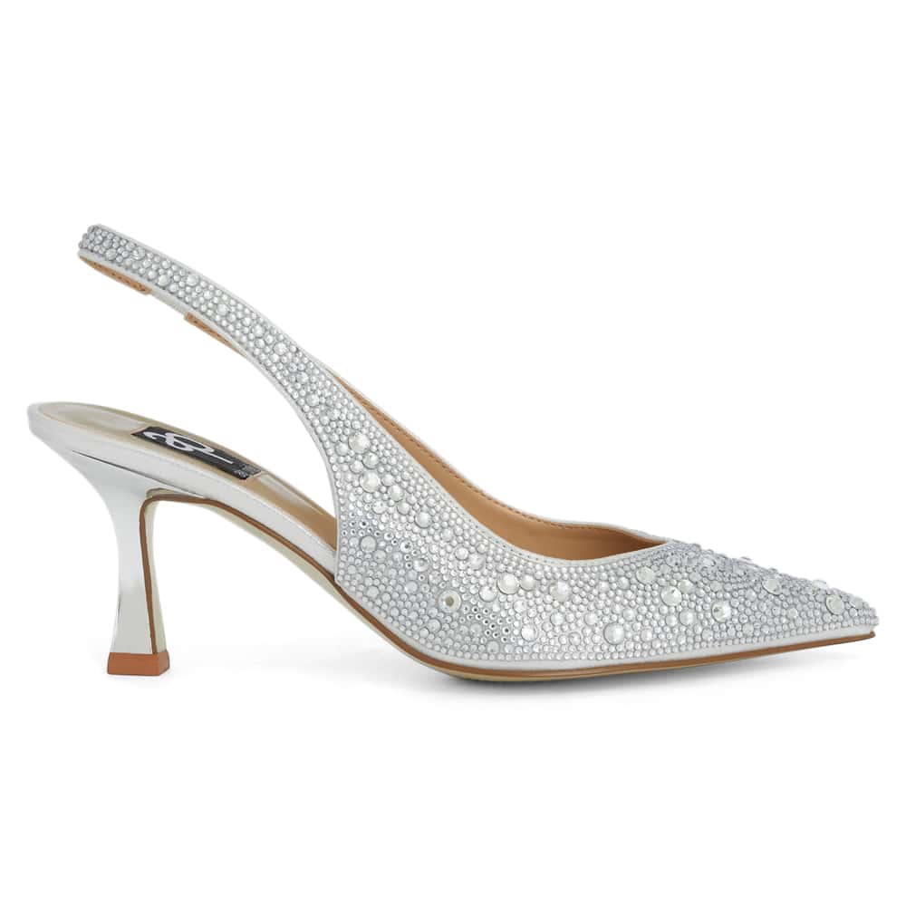 Goddess Heel in Silver Jewels Leather