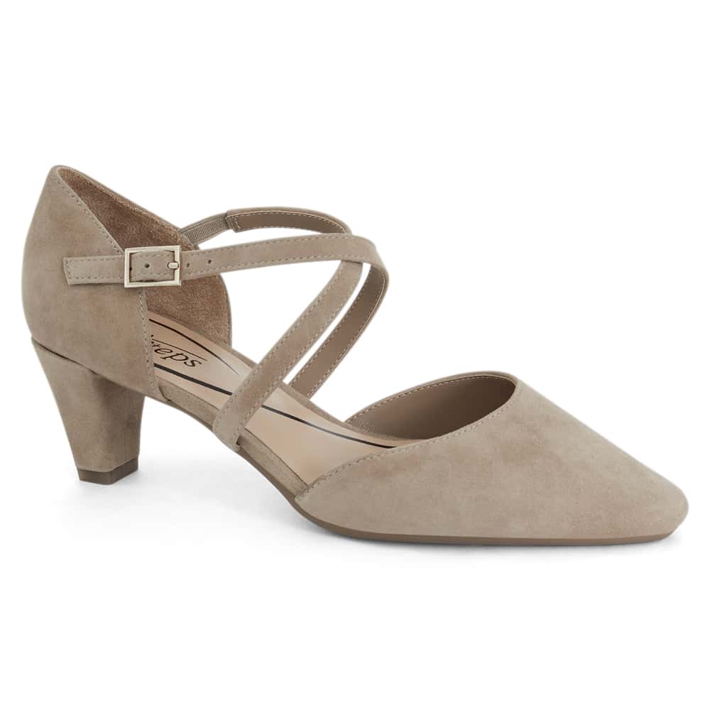 Adison Heel in Taupe Suede
