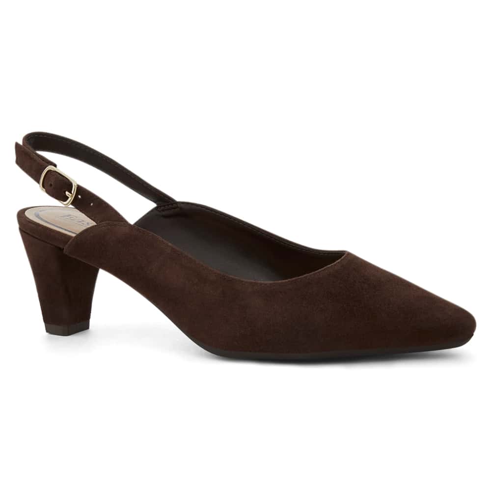 Agatha Heel in Chocolate  Suede
