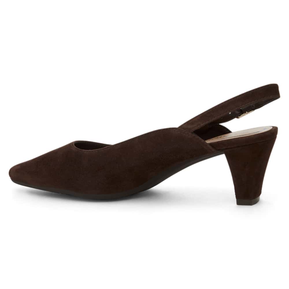 Agatha Heel in Chocolate  Suede