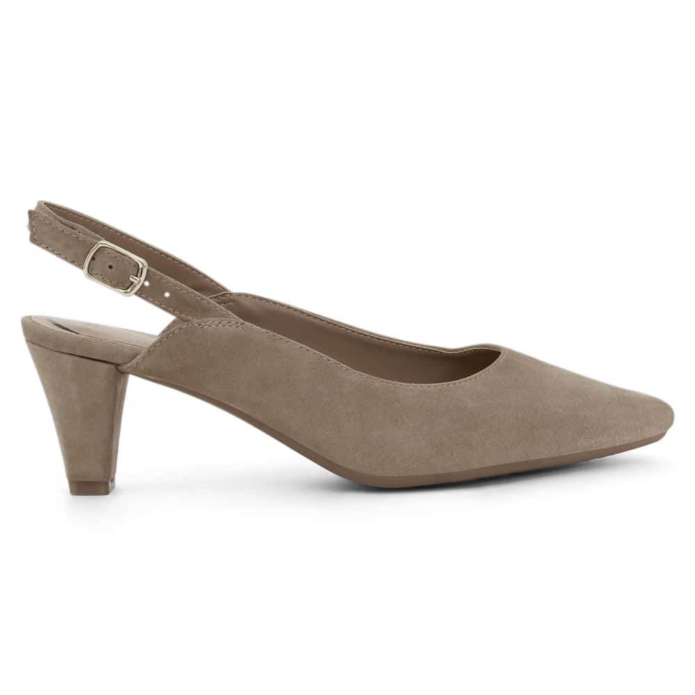 Agatha Heel in Taupe Suede