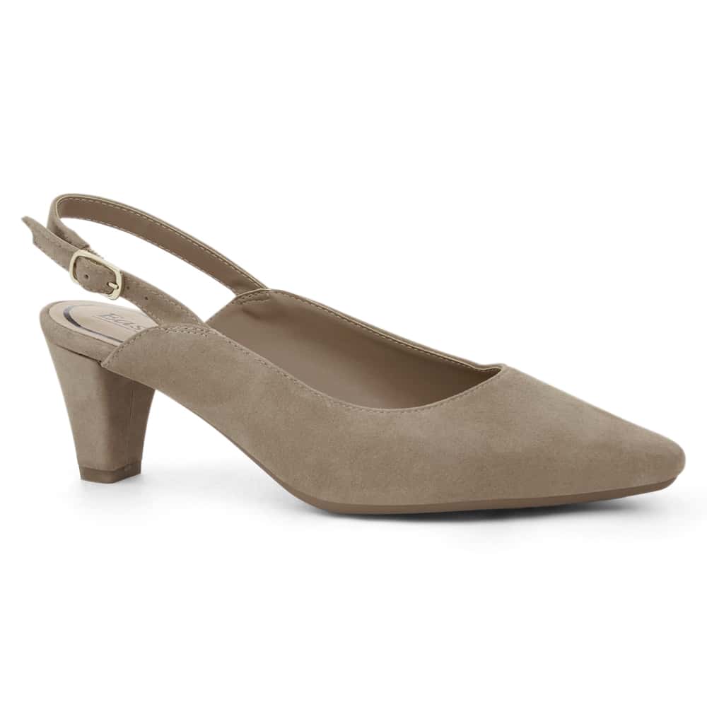 Agatha Heel in Taupe Suede